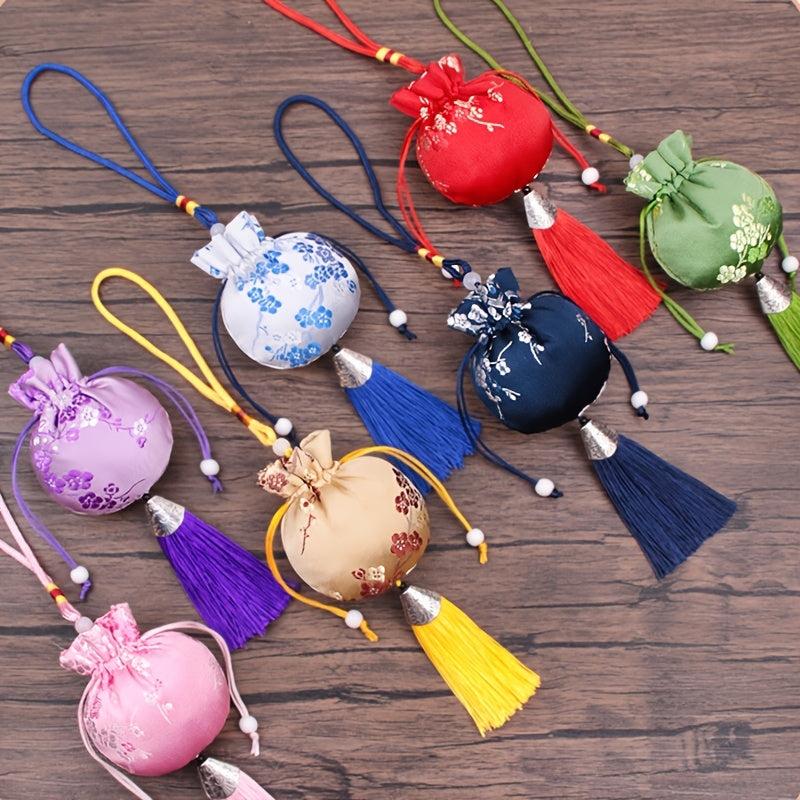 Embroidery Fragrance Sachet with Tassels for Home Room Cabinet Car Decor