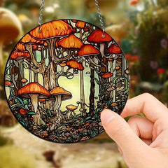 Handmade Mushroom Suncatcher Home Decor Gift
