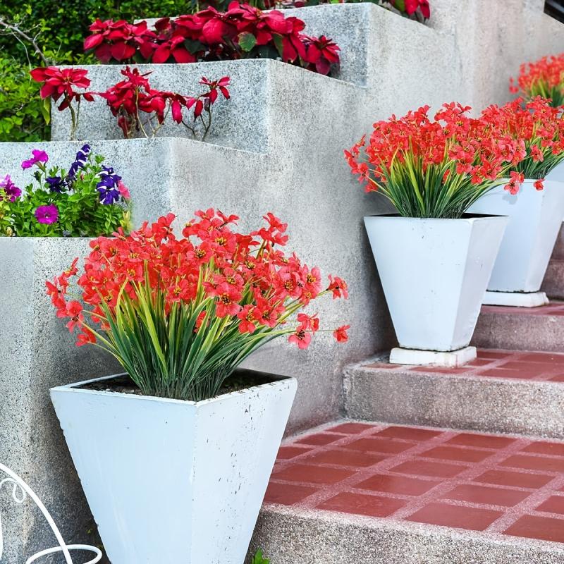 8 UV Resistant Artificial Flowers for Outdoor Decor