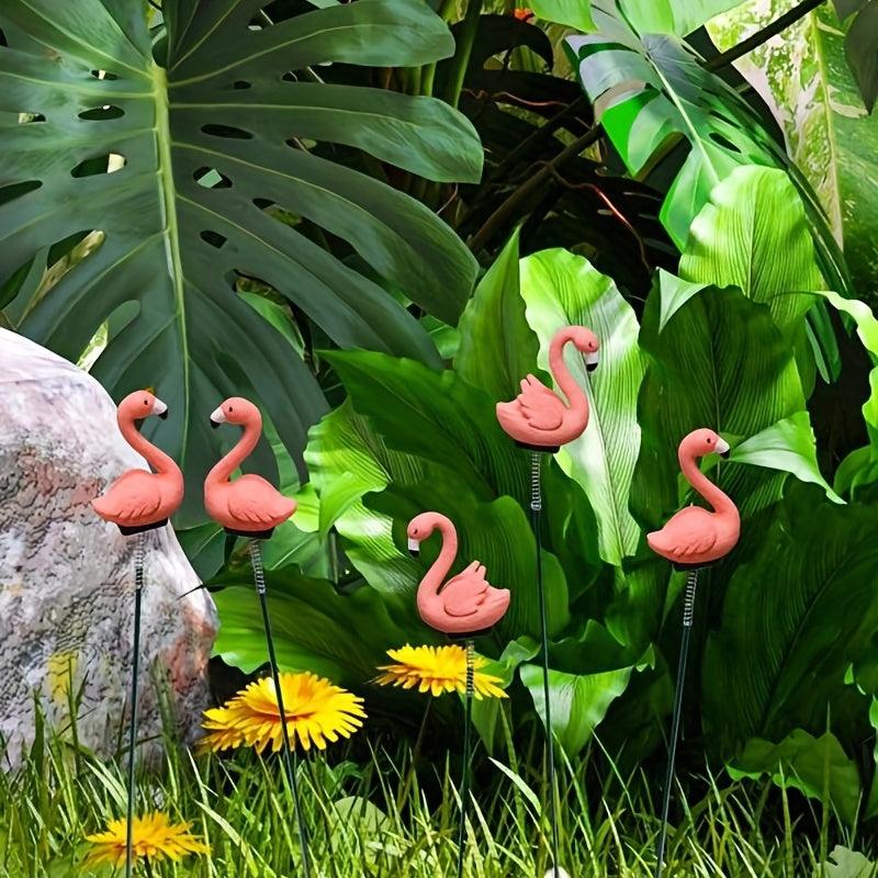 4pcs Flamingo Bird Patio Decor Set Fairy Garden Lawn & Yard Decorations