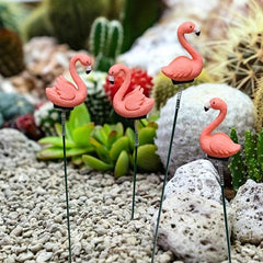 4pcs Flamingo Bird Patio Decor Set Fairy Garden Lawn & Yard Decorations