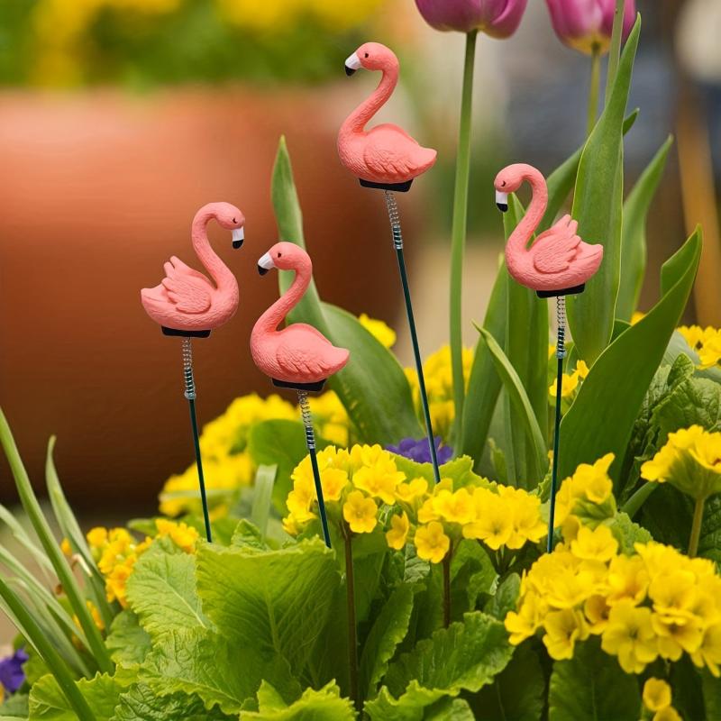 4pcs Flamingo Bird Patio Decor Set Fairy Garden Lawn & Yard Decorations