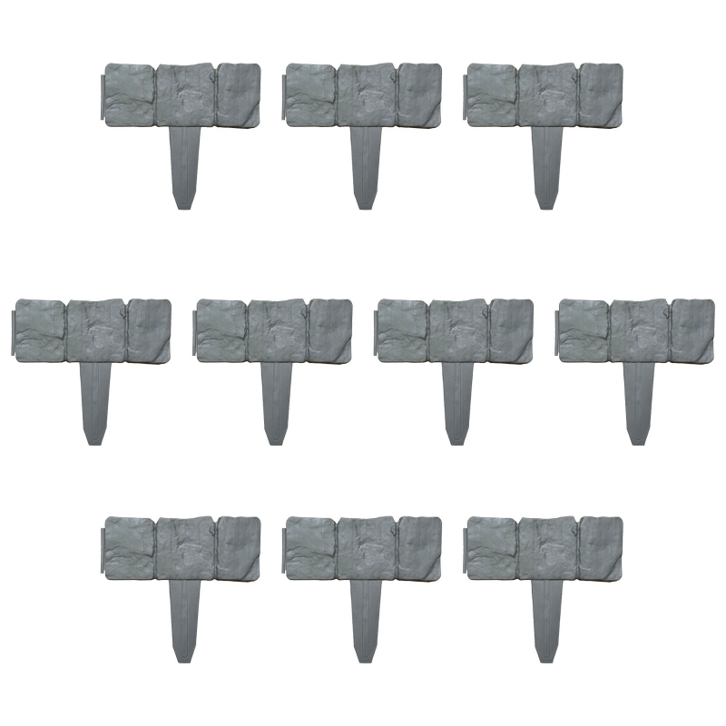 10pcs Plastic Garden Edging Stone Border 2 5m Long Fence Panel Landscape Fencing