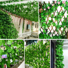 2-3m Simulation Vine with 90pcs Grape Leaves - Green Plants Decoration