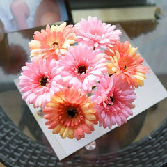 3pcs Artificial Gerbera Real Touch Flower Arrangement Room Decor