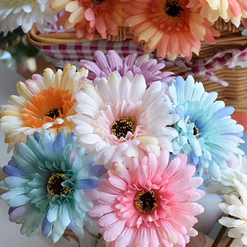 3pcs Artificial Gerbera Real Touch Flower Arrangement Room Decor