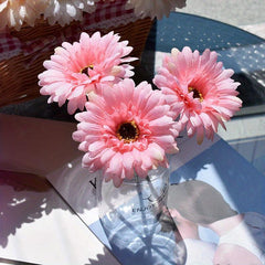 3pcs Artificial Gerbera Real Touch Flower Arrangement Room Decor