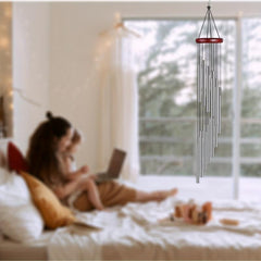 Aluminum Silvery Tubes Wind Chimes Home Patio Garden Outdoor Decoration