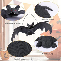 5pcs Halloween Hanging Bats Decor Creepy Flying Rubber Bats Decor