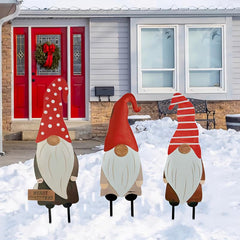 Metal Faceless Santa Claus Garden Stake Yard Art Outdoor Decoration