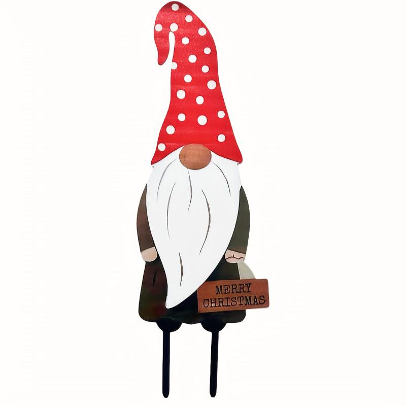 Metal Faceless Santa Claus Garden Stake Yard Art Outdoor Decoration