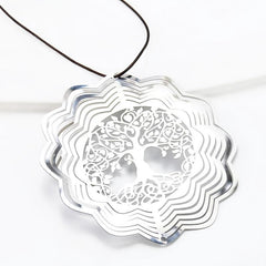 Tree of Life Rotating Wind Chime Pendant with Sunflower Laser Cut