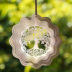 Tree of Life Rotating Wind Chime Pendant with Sunflower Laser Cut