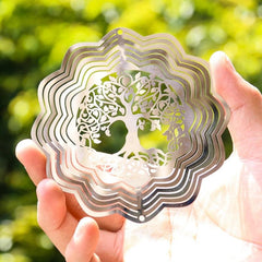 Tree of Life Rotating Wind Chime Pendant with Sunflower Laser Cut