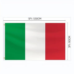 Italian Flag 3x5 Feet 100D Polyester Fade resistant Brass Grommets Canvas Header