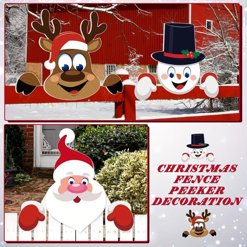 3pcs Santa Clause Plastic Fence Peeker Outdoor Christmas Decor