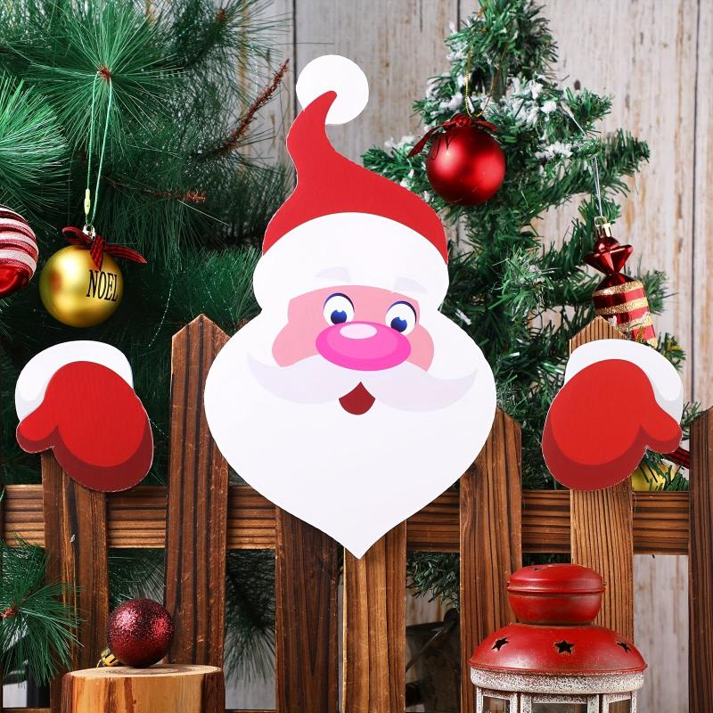 3pcs Santa Clause Plastic Fence Peeker Outdoor Christmas Decor