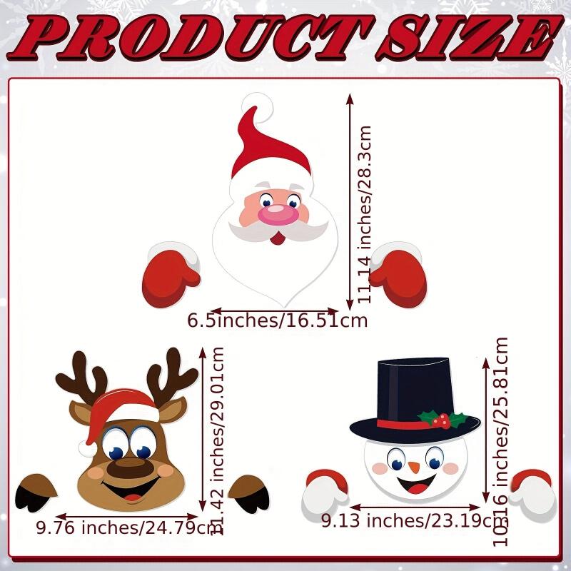 3pcs Santa Clause Plastic Fence Peeker Outdoor Christmas Decor