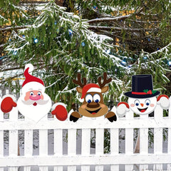 3pcs Santa Clause Plastic Fence Peeker Outdoor Christmas Decor
