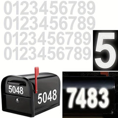 Reflective Address Numbers 0-9 Stickers Waterproof for Mailboxes Windows Sign