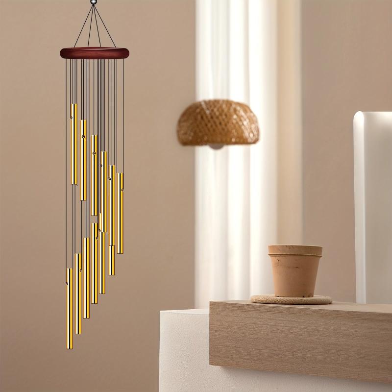 Wind Chimes Hanging Outdoor Decor 12 Aluminum Tubes Hook Memorial Garden Yard