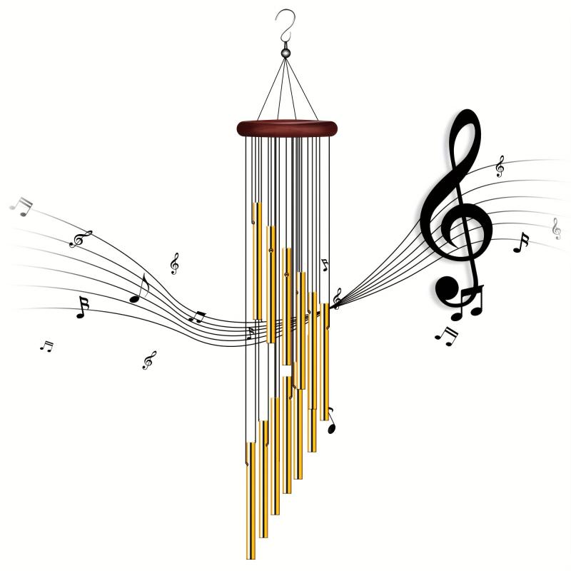 Wind Chimes Hanging Outdoor Decor 12 Aluminum Tubes Hook Memorial Garden Yard