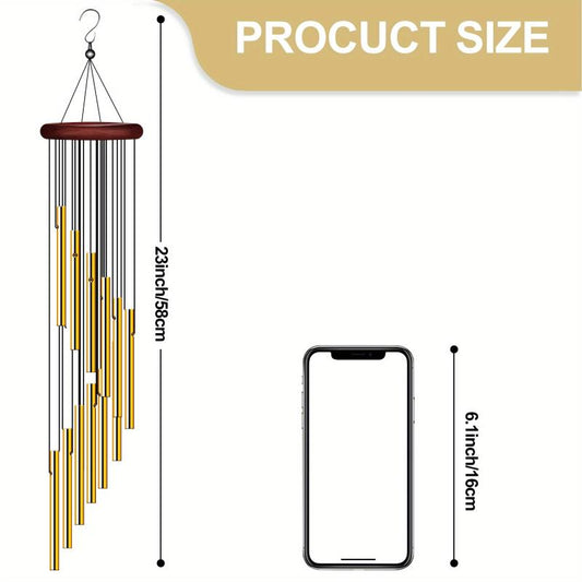 Wind Chimes Hanging Outdoor Decor 12 Aluminum Tubes Hook Memorial Garden Yard