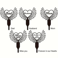 Metal Heart With Wings Memorial Garden Stake Sympathy Sign Tombstone Memorial