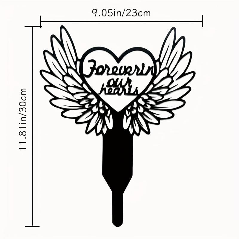Metal Heart With Wings Memorial Garden Stake Sympathy Sign Tombstone Memorial