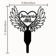 Metal Heart With Wings Memorial Garden Stake Sympathy Sign Tombstone Memorial