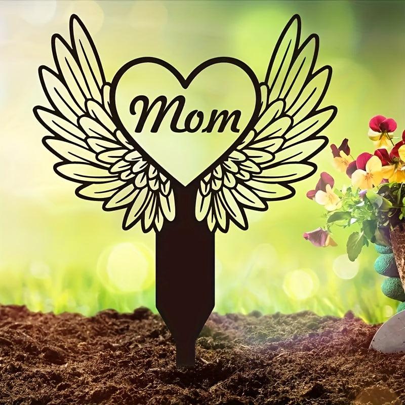 Metal Heart With Wings Memorial Garden Stake Sympathy Sign Tombstone Memorial