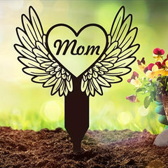 Metal Heart With Wings Memorial Garden Stake Sympathy Sign Tombstone Memorial