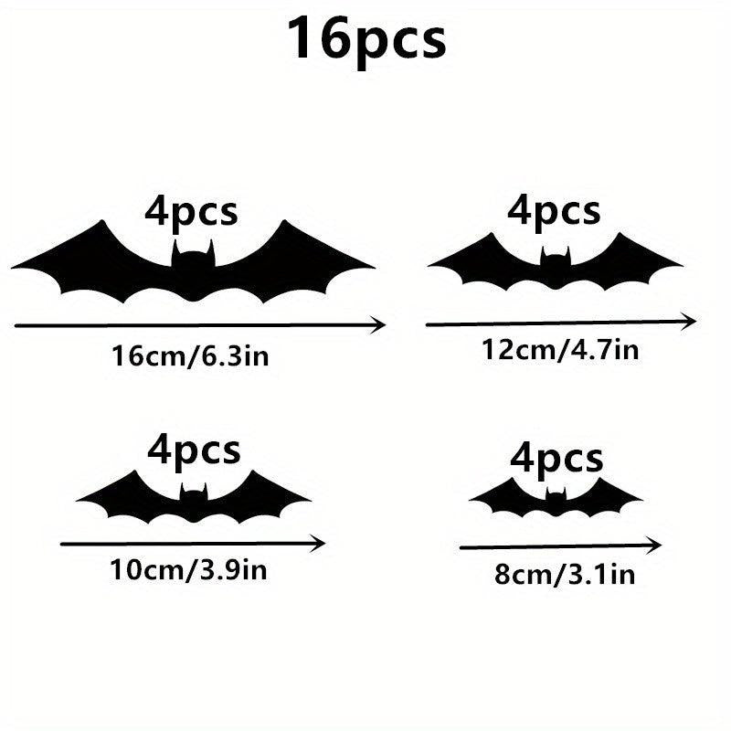 Halloween Bat Wall Decor Set - 96pcs 3D Bats in 4 Sizes