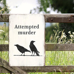 Trained Crows Metal Sign 12x8 Inches