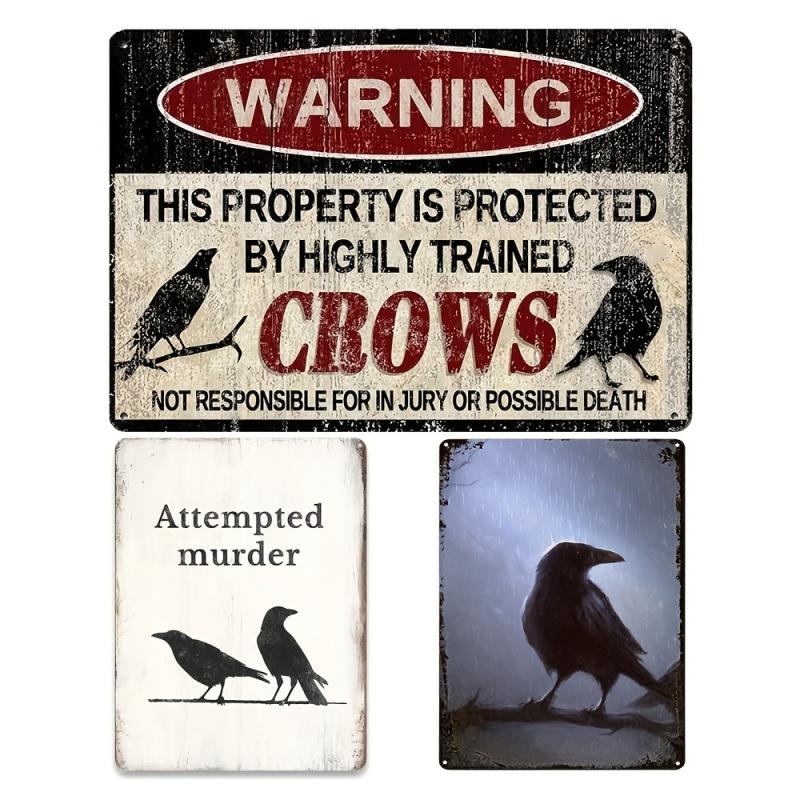 Trained Crows Metal Sign 12x8 Inches
