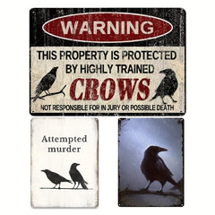 Trained Crows Metal Sign 12x8 Inches