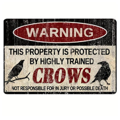 Trained Crows Metal Sign 12x8 Inches