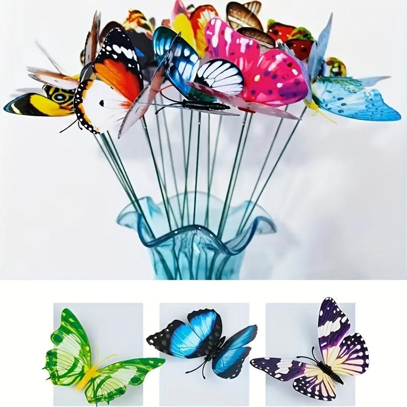 20pcs Butterfly Garden Stakes Waterproof Night Light Ornaments DIY Party