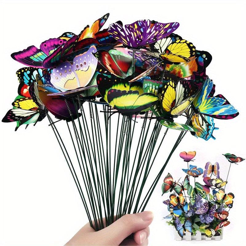 20pcs Butterfly Garden Stakes Waterproof Night Light Ornaments DIY Party