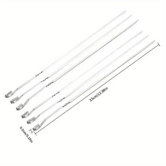20pcs Reusable Stainless Steel BBQ Skewers for Grilling Parties