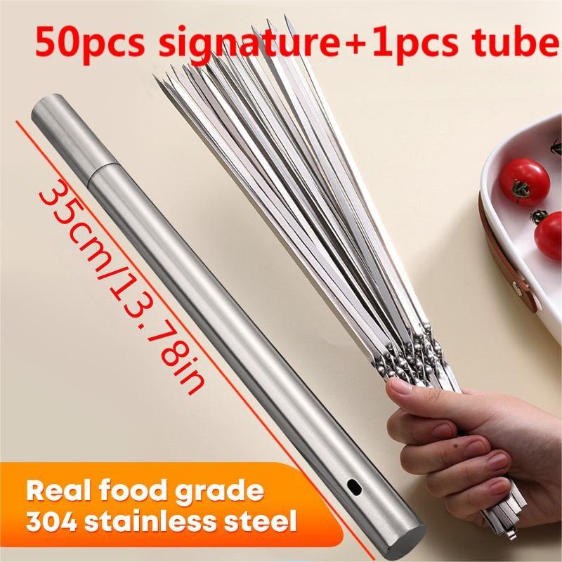 50 Stainless Steel BBQ Skewers - Outdoor Camping & Picnic