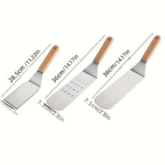 3pcs Stainless Steel BBQ Tools Set Spatula Pancake & Baking Pan Flip