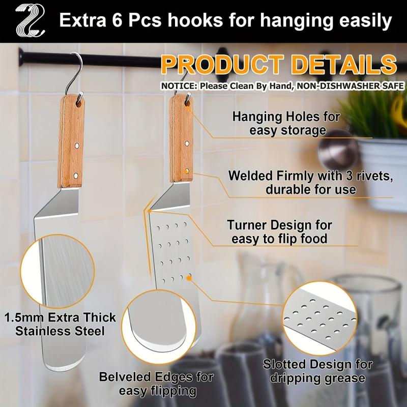 3pcs Stainless Steel BBQ Tools Set Spatula Pancake & Baking Pan Flip