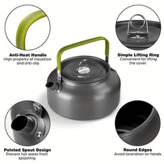 Camping Outdoor Cookware Portable Set Pot Teapot Combo Set Backpacking Gear