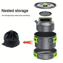 Camping Outdoor Cookware Portable Set Pot Teapot Combo Set Backpacking Gear