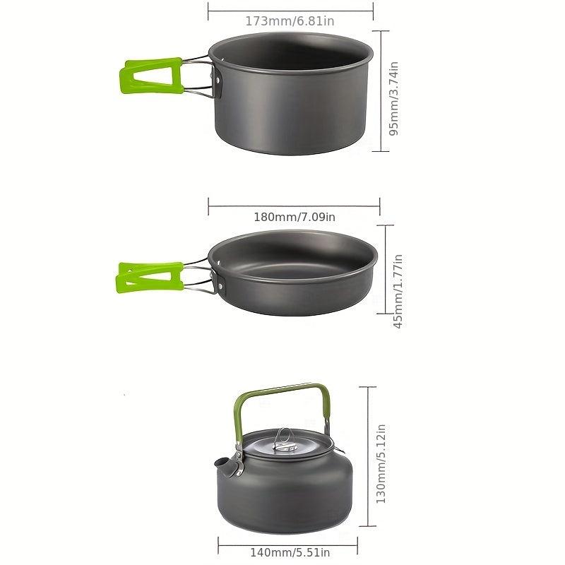 Camping Outdoor Cookware Portable Set Pot Teapot Combo Set Backpacking Gear