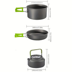 Camping Outdoor Cookware Portable Set Pot Teapot Combo Set Backpacking Gear