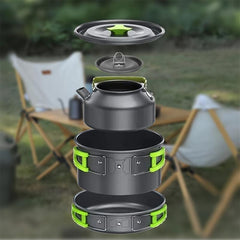 Camping Outdoor Cookware Portable Set Pot Teapot Combo Set Backpacking Gear