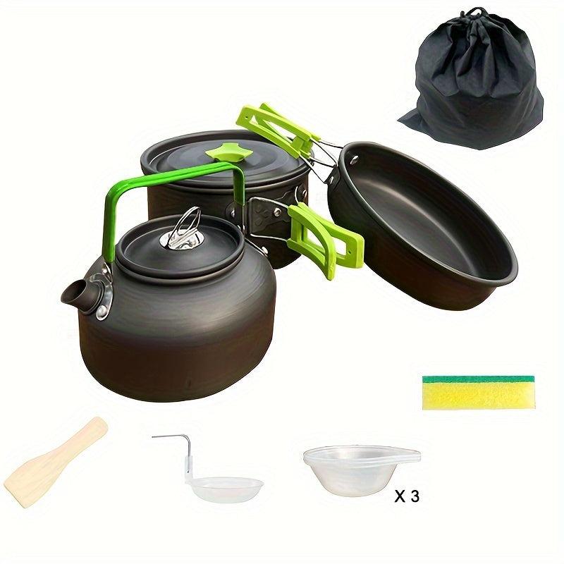 Camping Outdoor Cookware Portable Set Pot Teapot Combo Set Backpacking Gear
