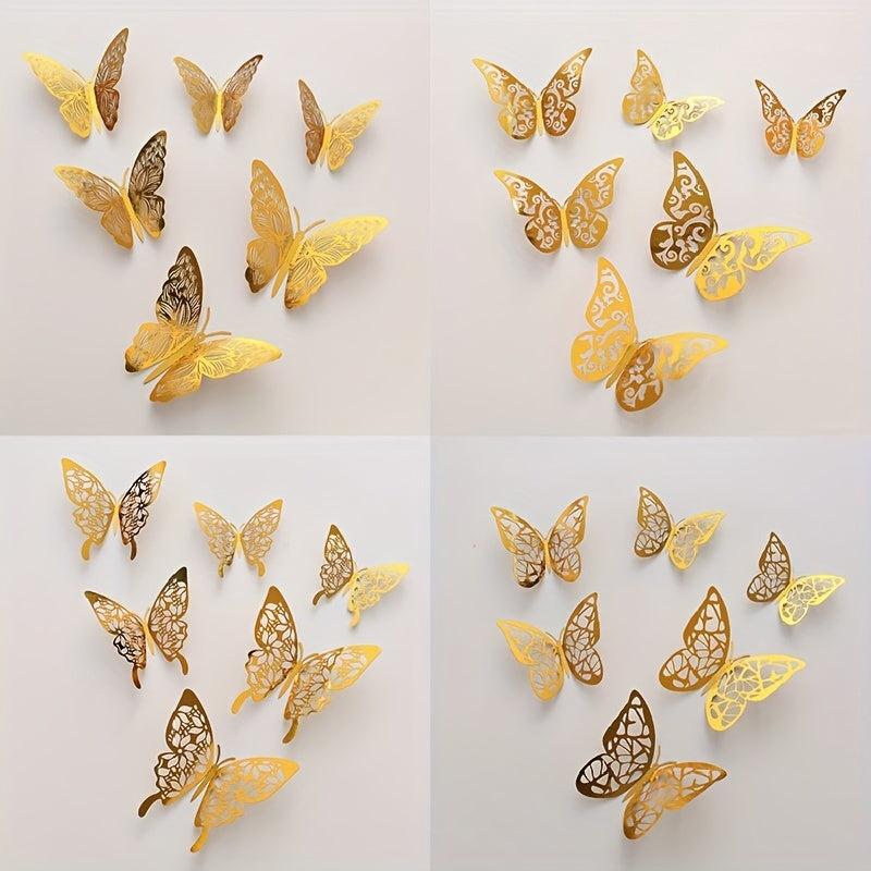 12PCS Butterfly Cake Decor Happy Birthday Cake Toppers Wedding Party Decor